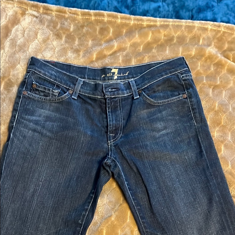 7 For All Mankind Blue Straight Leg Jeans